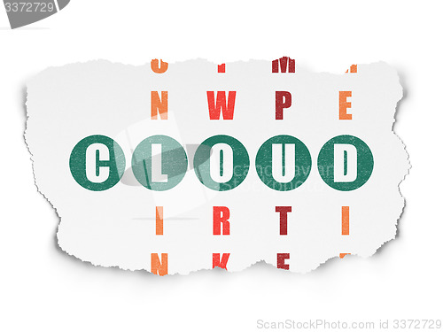 Image of Cloud technology concept: word Cloud in solving Crossword Puzzle