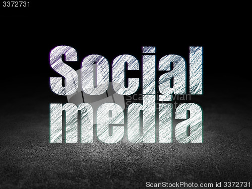 Image of Social media concept: Social Media in grunge dark room