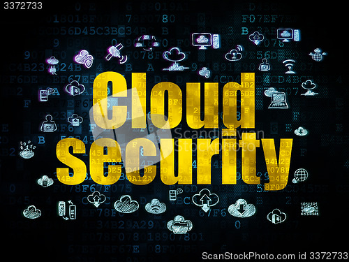 Image of Cloud networking concept: Cloud Security on Digital background