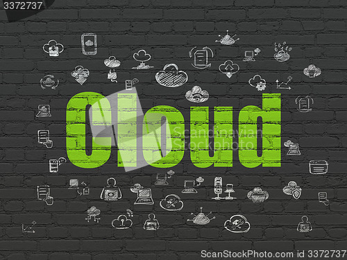 Image of Cloud technology concept: Cloud on wall background