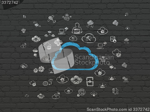 Image of Cloud technology concept: Cloud on wall background