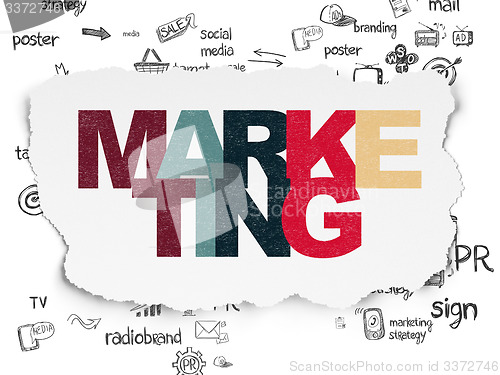 Image of Marketing concept: Marketing on Torn Paper background