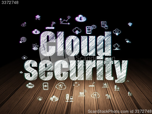 Image of Cloud networking concept: Cloud Security in grunge dark room