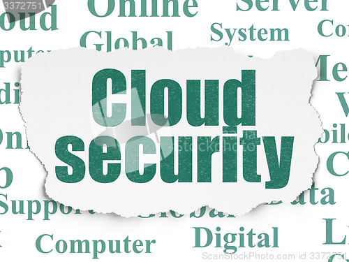 Image of Cloud computing concept: Cloud Security on Torn Paper background