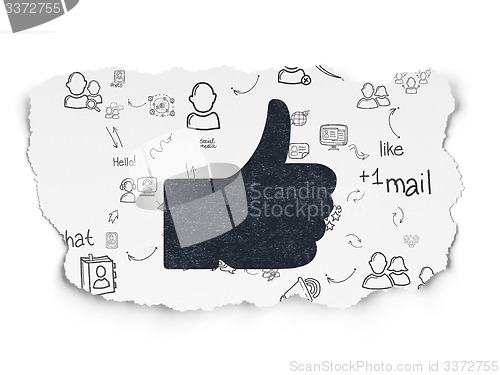Image of Social network concept: Thumb Up on Torn Paper background
