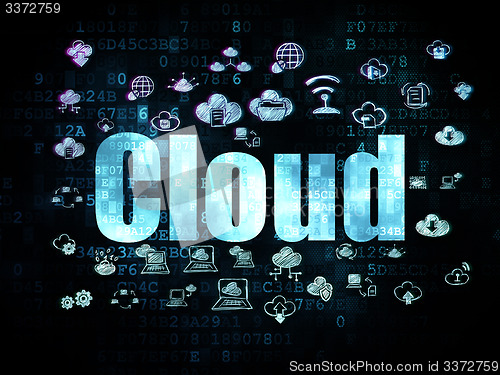 Image of Cloud networking concept: Cloud on Digital background