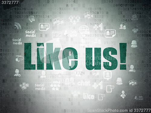 Image of Social media concept: Like us! on Digital Paper background