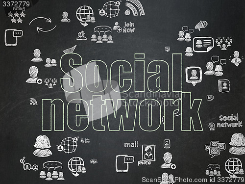 Image of Social network concept: Social Network on School Board background