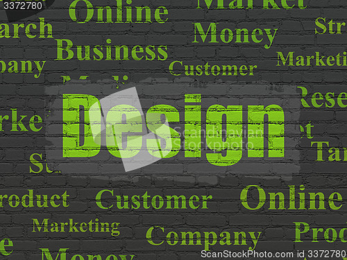 Image of Marketing concept: Design on wall background
