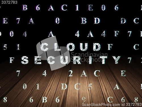 Image of Cloud networking concept: Cloud Security in grunge dark room