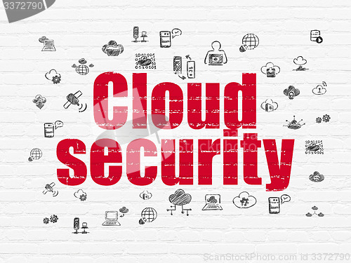 Image of Cloud networking concept: Cloud Security on wall background