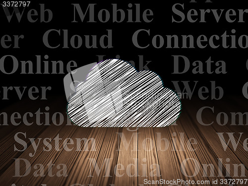 Image of Cloud computing concept: Cloud in grunge dark room