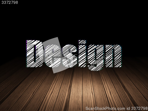 Image of Marketing concept: Design in grunge dark room