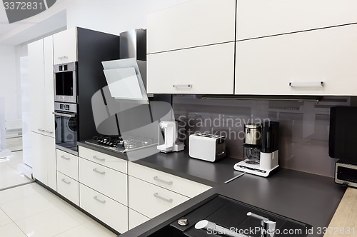 Image of Modern hi-tek kitchen, clean interior design