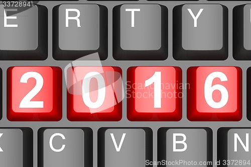 Image of Year 2016 button on modern computer keyboard
