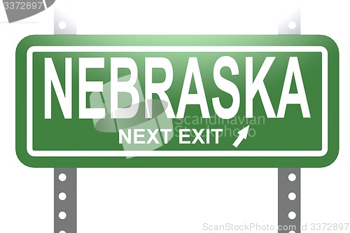Image of Nebraska green sign board isolated 