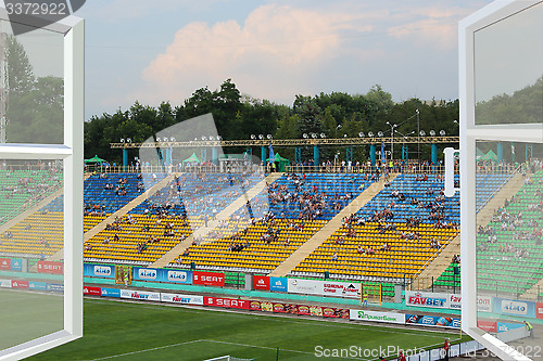 Image of opened window to the football stadium