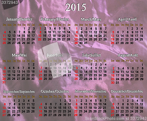 Image of calendar for 2015 year in English and French