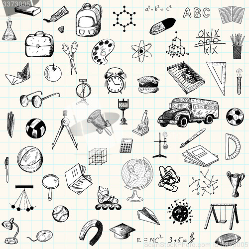 Image of Set of doodle education icons