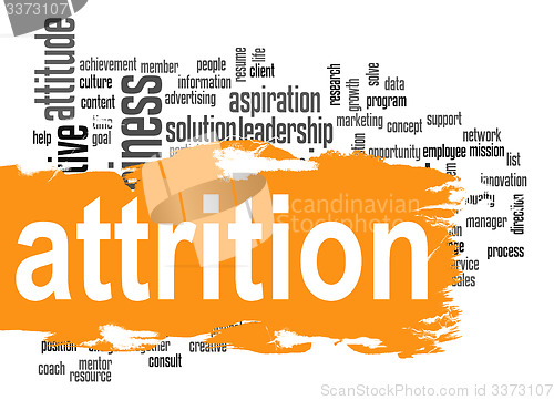 Image of Attrition word cloud with orange banner