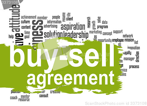 Image of Buy-sell agreement word cloud with green banner