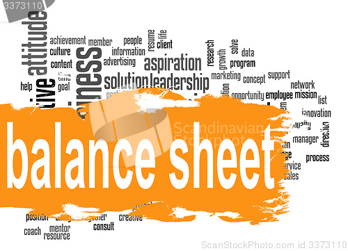 Image of Balance sheet word cloud with orange banner