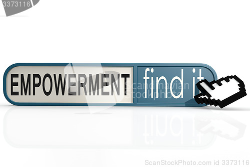 Image of Empowerment word on the blue find it banner