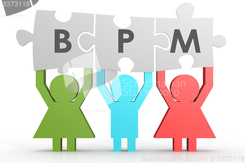 Image of BPM - Business Process Management puzzle in a line