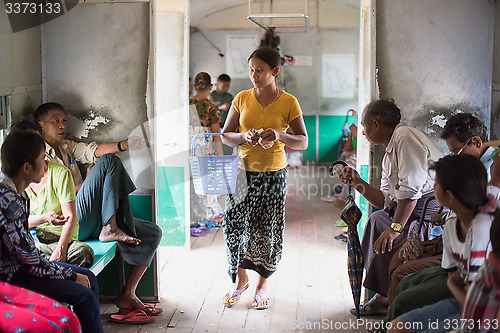 Image of Catering onboard train in Yangon, Myanmar