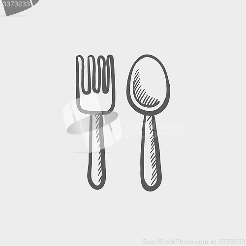 Image of Spoon and fork sketch icon