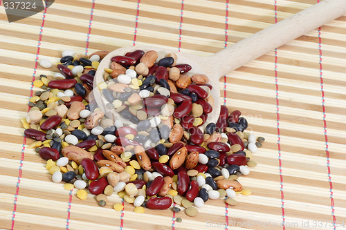 Image of Cooking Spoon with colorful mixed Beans
