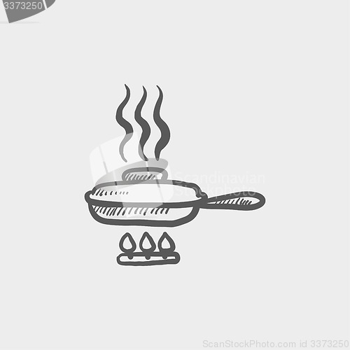 Image of Frying pan with cover sketch icon