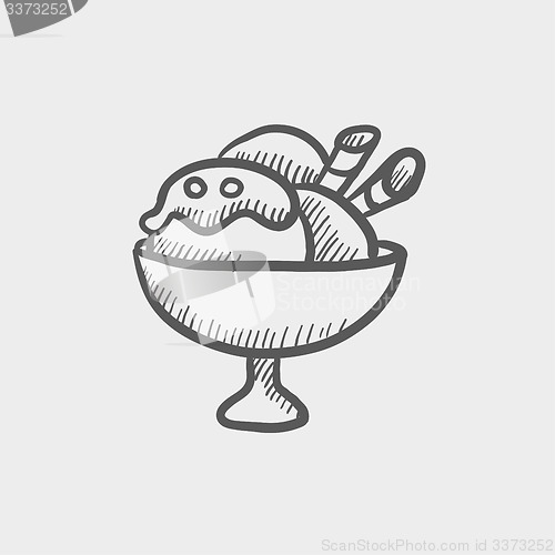 Image of Ice cream on cup sketch icon