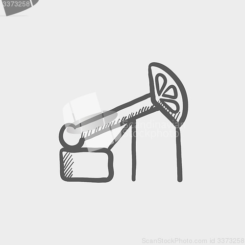 Image of Pump jack oil crane sketch icon