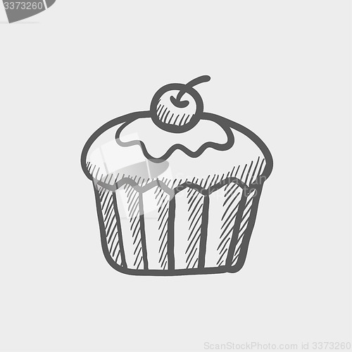 Image of Cupcake with raspberry sketch icon