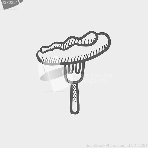 Image of Hotdog on the fork sketch icon