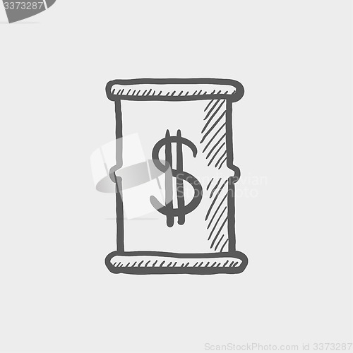 Image of Barrell with dollar symbol sketch icon