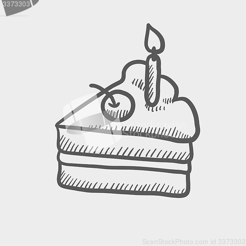 Image of Slice of cake with candle sketch icon