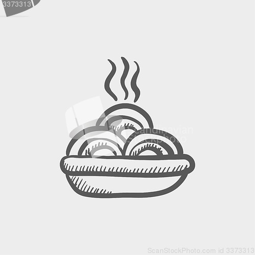Image of Hot meal in plate sketch icon