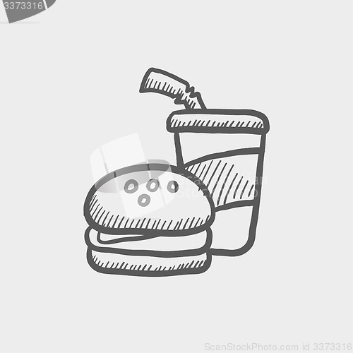 Image of Fast food meal sketch icon