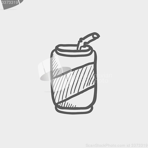 Image of Soda can with straw sketch icon