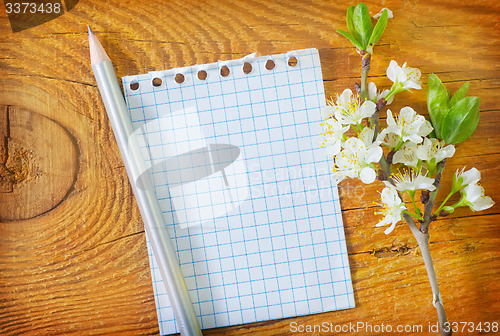 Image of flowers on wooden background