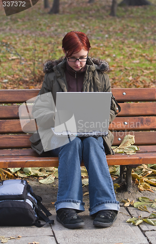 Image of Working on the laptop