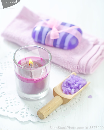 Image of sea salt, soap and candle