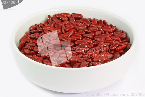 Image of Red Kidney Beans in a white bowl on bright Background