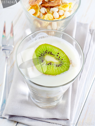 Image of fresh yogurt and muesli in a glass