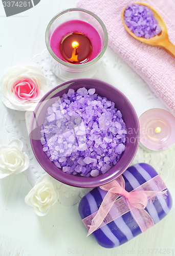 Image of sea salt, soap and candle