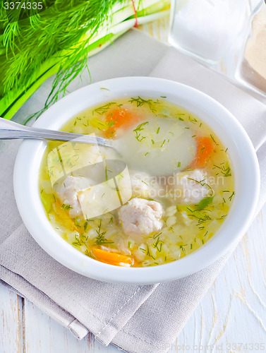 Image of fresh soup with meat balls