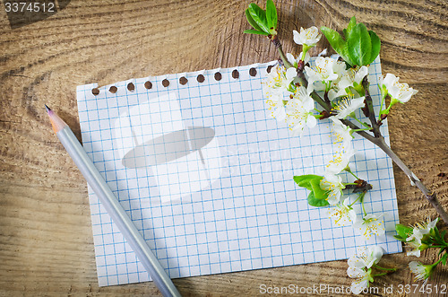 Image of flowers on wooden background