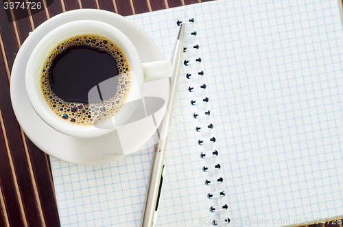 Image of coffee and note